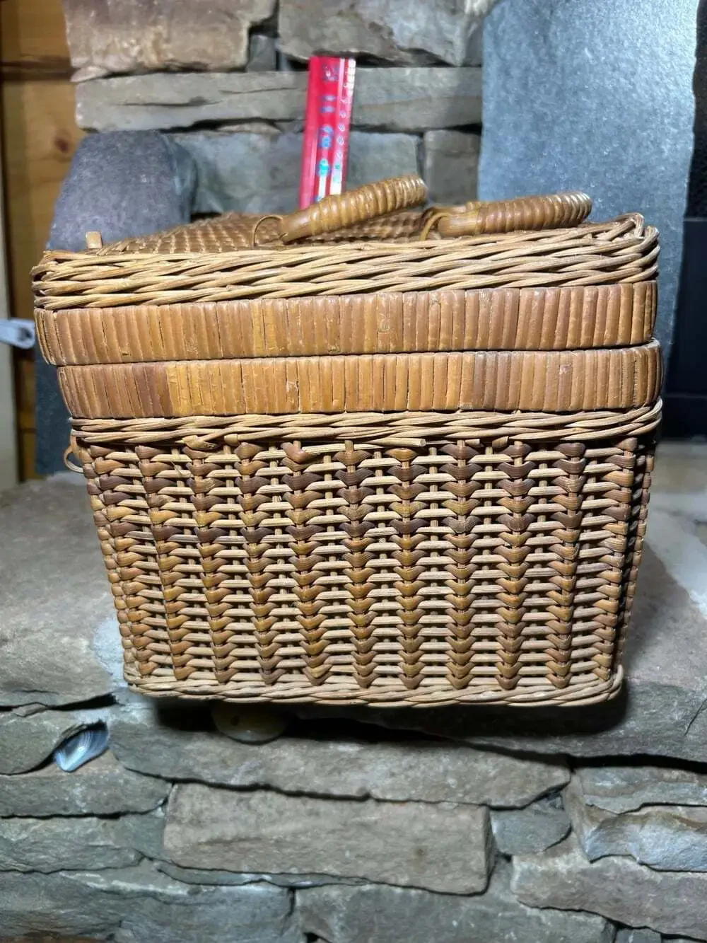 Vintage Wicker Sewing Basket or Picnic basket 11.5 Lx8.5 W8 H